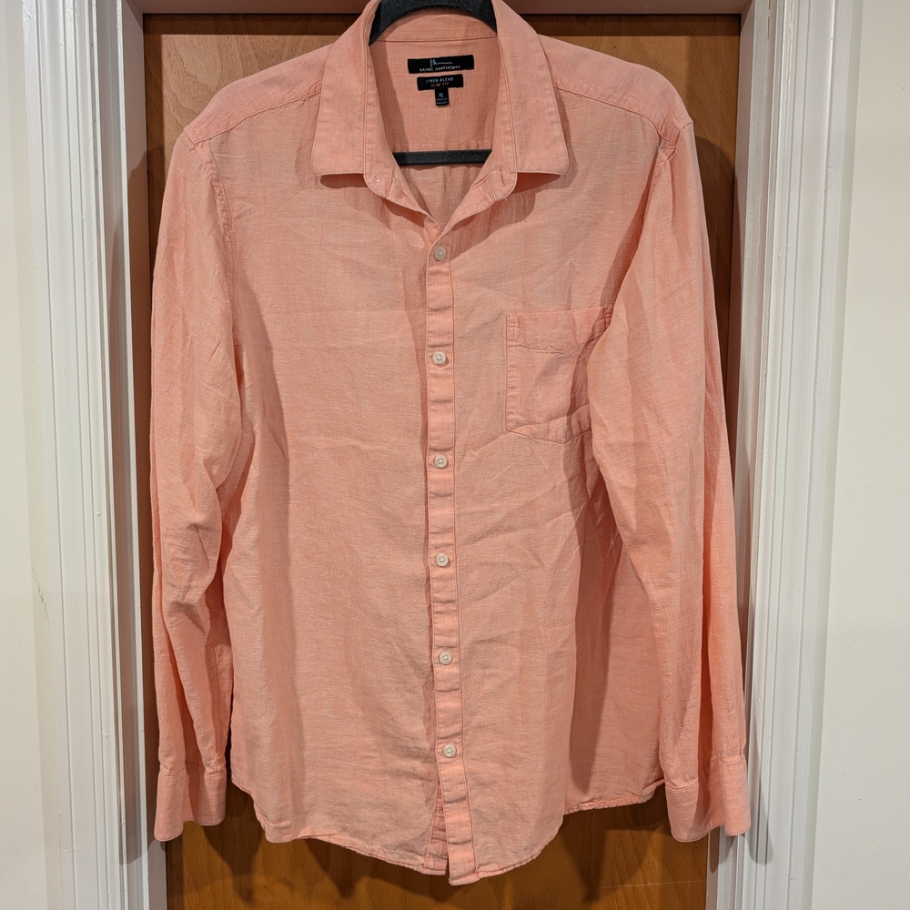Marc Anthony Light Coral Casual Button-Down Shirt